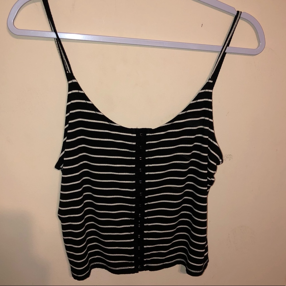 Black and white striped crop top